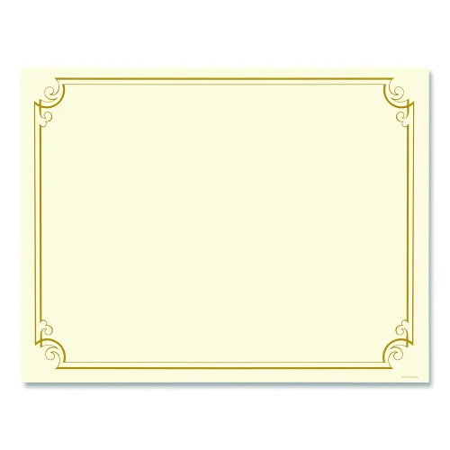 Product Description Create visually distinctive awards and diplomas with this pack of certificates printed with a classic parchment background. This Great Papers! faux-parchment certificate paper is compatible with laser and inkjet printers, so it is easy to create custom prizes for any occasion. Theme: Blank; Shape: Rectangle; Width: 8"; Height: 11".