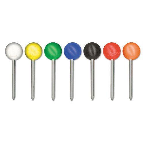 Advantus Map Tacks, Plastic, Assorted, 0.38", 100/Box