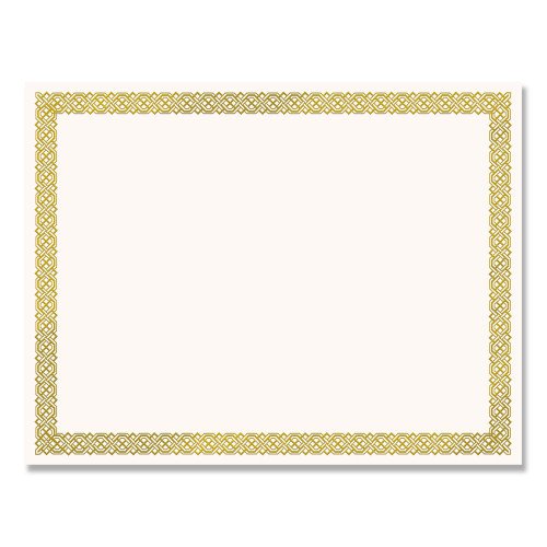 Great Papers! Foil Border Certificates, 8.5 x 11, Ivory/Gold with Braided Gold Border, 12/Pack