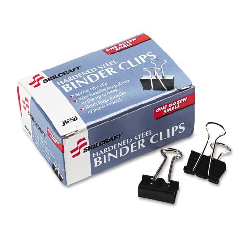 AbilityOne NSN2828201, SKILCRAFT Binder Clip, Small, Black/Silver, Doze