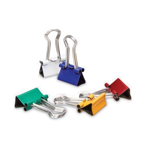 Universal Binder Clips with Storage Tub, Mini, Assorted Colors, 60/Pack