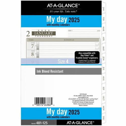 At-A-Glance Daily Planner One Page Per Day Refill, Loose-Leaf, Desk Size