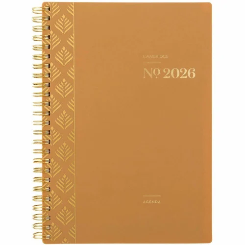 Cambridge WorkStyle Focus Planner Weekly, Monthly - 12 Month - January 2026 to December 2026 - 1 Week, 1 Month Double Page Layout - 5 1/2" x 8 1/2" Sheet Size - Twin Wire - Clay - Sunbaked Clay Poly Cover - Dated Planning Page, Unruled Daily B