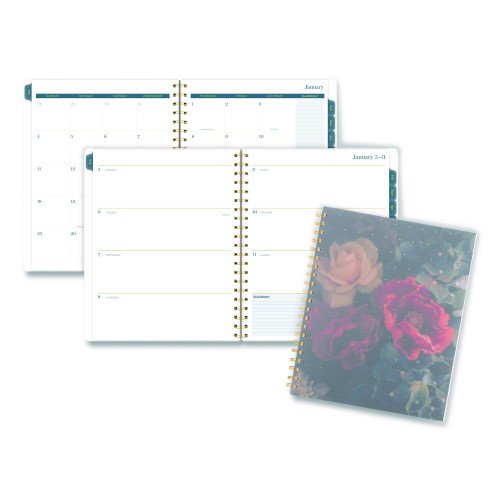 Cambridge Midnight Garden Weekly/Monthly Planner, 11 x 8.5, Floral Artwork, Black/Pink/Green Cover, 12-Month (Jan-Dec): 2026