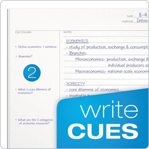 TOPS FocusNotes Notebook, 1-Subject, Lecture/Cornell Rule, Blue Cover, (100) 11 x 9 Sheets