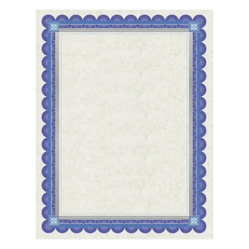 Southworth Parchment Certificates, Academic, 8.5 x 11, Ivory with Blue/Silver Foil Border, 15/Pack