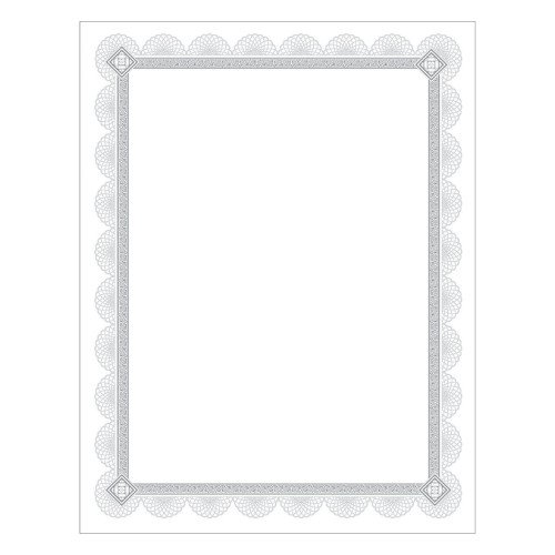 Southworth Premium Certificates, 8.5 x 11, White/Silver with Spiro Silver Foil Border,15/Pack
