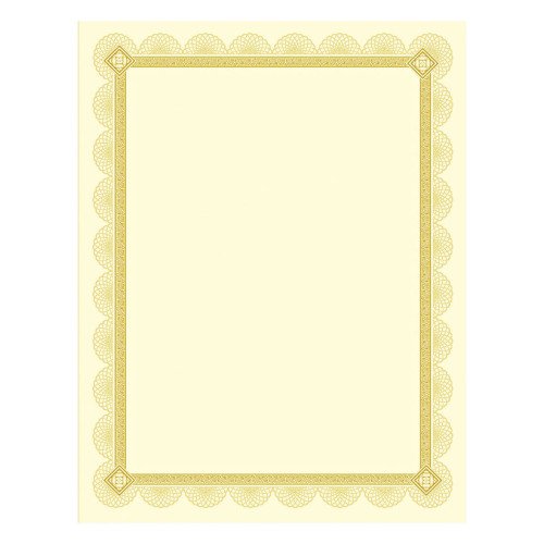 Southworth Premium Certificates, 8.5 x 11, Ivory/Gold with Spiro Gold Foil Border,15/Pack