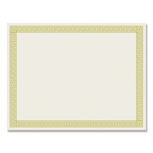 Great Papers! Foil Border Certificates, 8.5 x 11, Ivory/Gold with Channel Gold Border, 12/Pack