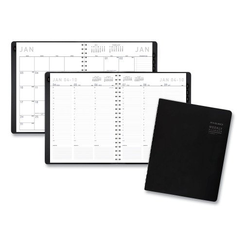 AT-A-GLANCE Contemporary Weekly/Monthly Planner, Vertical-Column Format, 11 x 8.25, Black Cover, 12-Month (Jan to Dec): 2026