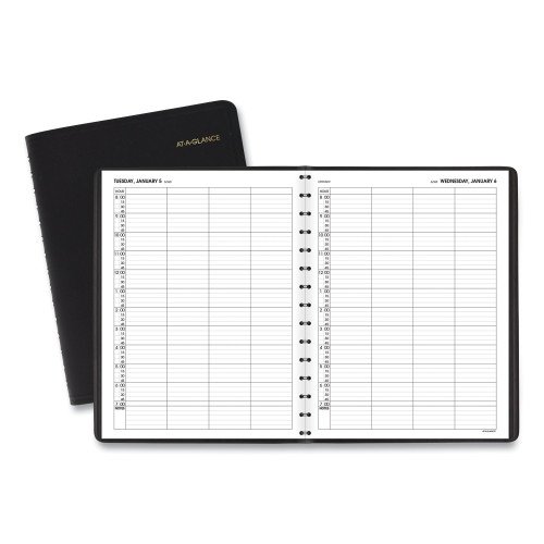AT-A-GLANCE Four-Person Group Daily Appointment Book, 11 x 8, Black Cover, 12-Month (Jan to Dec): 2026
