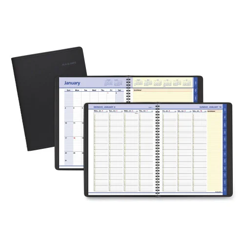 AT-A-GLANCE QuickNotes Weekly Vertical-Column Format Appointment Book, 11 x 8.25, Black Cover, 12-Month (Jan to Dec): 2026