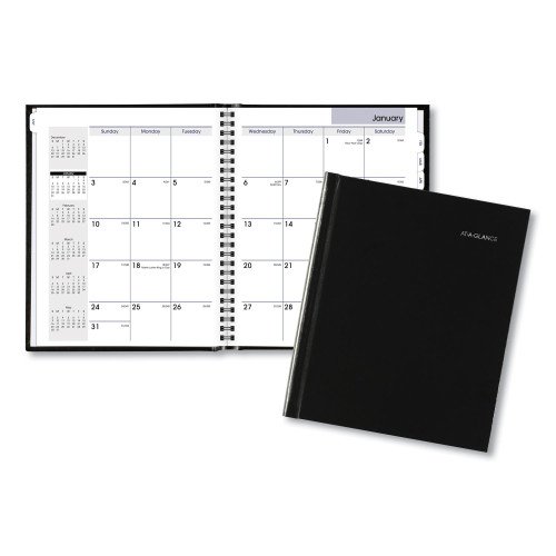 AT-A-GLANCE DayMinder Hard-Cover Monthly Planner with Memo Section, Unruled Blocks, 8.5 x 7, Black Cover, 12-Month (Jan to Dec): 2026