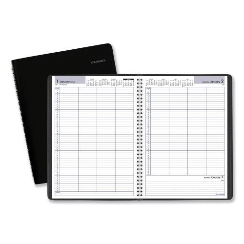 AT-A-GLANCE DayMinder Four-Person Group Daily Appointment Book, 11 x 8, Black Cover, 12-Month (Jan to Dec): 2026