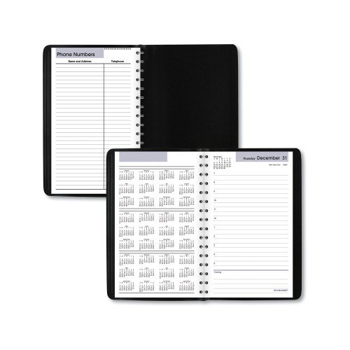 AT-A-GLANCE DayMinder Daily Appointment Book, 8 x 5, Black Cover, 12-Month (Jan to Dec): 2026