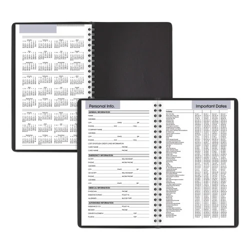 AT-A-GLANCE DayMinder Block Format Weekly Appointment Book, 8.5 x 5.5, Black Cover, 12-Month (Jan to Dec): 2026