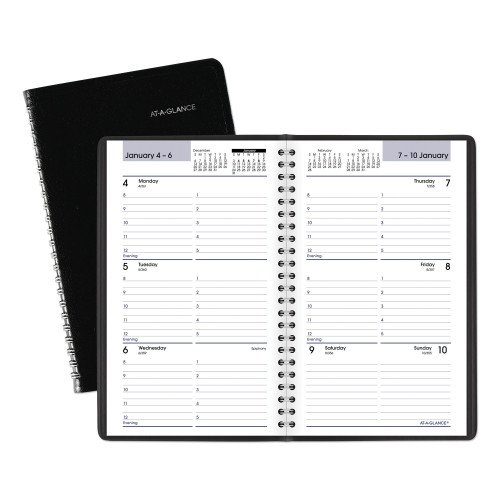 AT-A-GLANCE DayMinder Block Format Weekly Appointment Book, 8.5 x 5.5, Black Cover, 12-Month (Jan to Dec): 2026