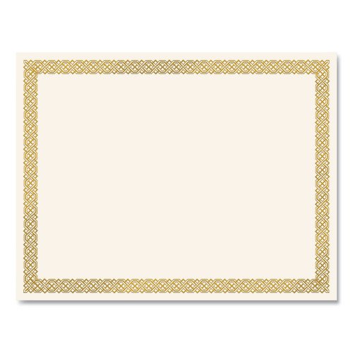 Great Papers! Foil Border Certificates, 8.5 x 11, Ivory/Gold with Gold Braided Border, 15/Pack