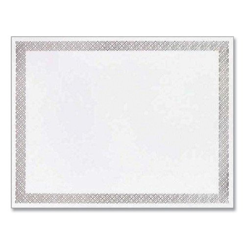Great Papers! Foil Border Certificates, 8.5 x 11, Ivory/Silver, Braided with Silver Border, 15/Pack