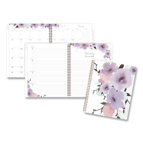 Cambridge Mina Weekly/Monthly Planner, Floral Artwork, 11 x 8.5, White/Violet/Peach Cover, 12-Month (Jan to Dec): 2026