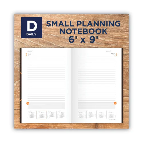 AT-A-GLANCE One-Day-Per-Page Planning Notebook, 9 x 6, Dark Brown/Orange Cover, 12-Month (Jan to Dec): 2026