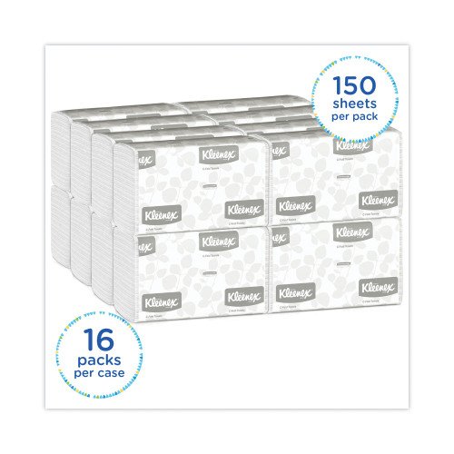 Kleenex® C-Fold Paper Towels, 1-Ply, White, 150 Pack, 16 Packs