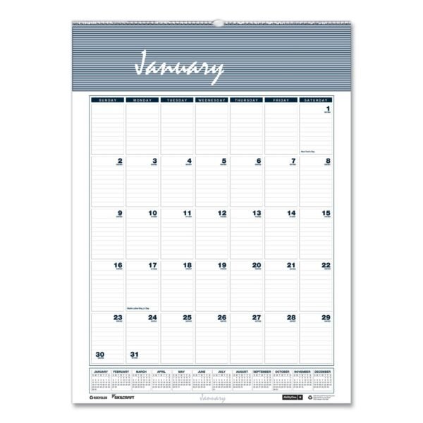 AbilityOne 7510016935087, SKILCRAFT 12-Month Wall Calendar, 15.5 x 22, White/Blue/Gray Sheets, 12-Month (Jan to Dec): 2026