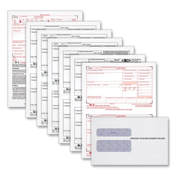 Adams 6-Part W-2 Tax Form Kit with Security Envelopes and Tax Forms Helper, 2024, 8.5 x 5.5, 2 Forms/Sheet, 24 Forms Total (22904KIT)