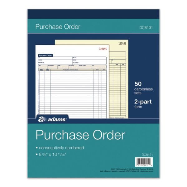 Adams Multipart Purchase Order Pad, Two-Part Carbonless, 8.38 x 10.19, 50 Forms Total (DC8131)