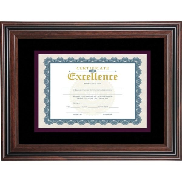 Advantus Double Matted Certificate Frame 11" x 14" Frame Size - Vertical, Horizontal - Double Mat, Dust Resistant, Debris Resistant - Rosewood - 1 Each (VS4501B114)
