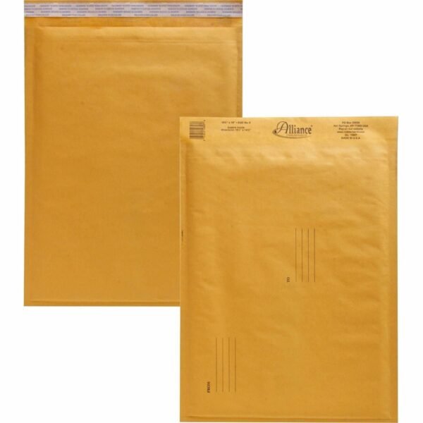 Alliance Rubber Kraft Bubble Mailers Bubble - #5 - 10 1/2" Width x 16" Length - Peel & Seal - Kraft - Paper - 25 / Carton (10807)