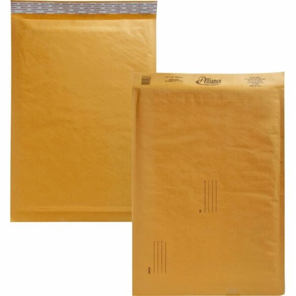 Alliance Rubber Kraft Bubble Mailers Bubble - #6 - 12 1/2" Width x 19" Length - Peel & Seal - Kraft - Paper - 25 / Carton (10808)