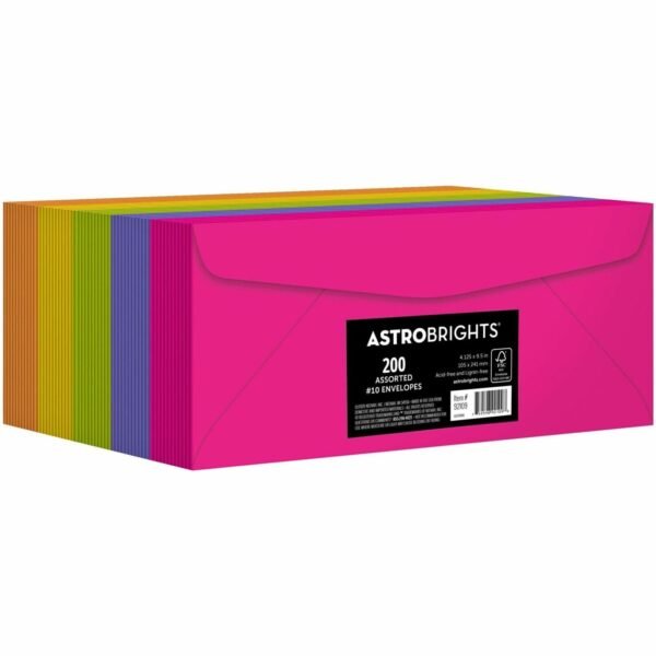 Astrobrights No. 10 Colored Envelopes Multipurpose - #10 - 24 lb - Assorted - 200 / Pack (92109)