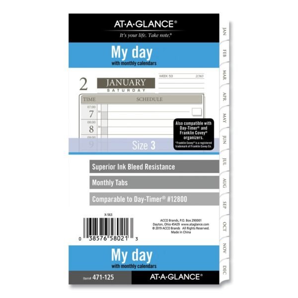 AT-A-GLANCE 1-Page-Per-Day Planner Refills, 6.75 x 3.75, White Sheets, 12-Month (Jan to Dec): 2026 (47112521)