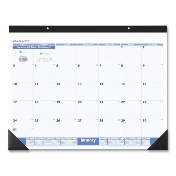 AT-A-GLANCE Desk Pad, 22 x 17, White Sheets, Black Binding, Black Corners, 12-Month (Jan to Dec): 2026 (SW20000)