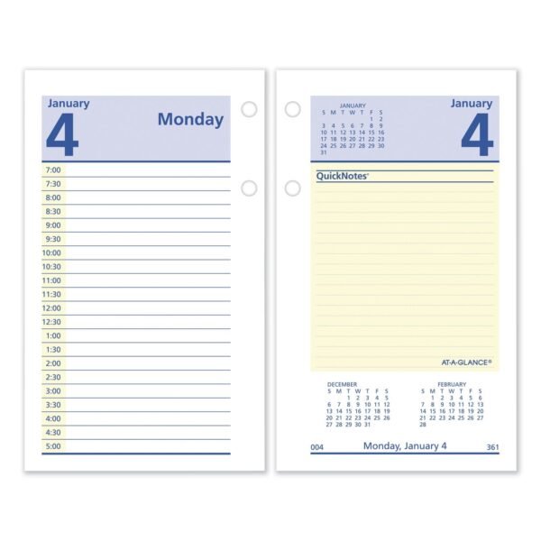 AT-A-GLANCE QuickNotes Desk Calendar Refill, 3.5 x 6, White/Yellow/Blue Sheets, 12-Month (Jan to Dec): 2026 (E51750)