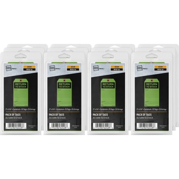 Avery® RETURN TO STOCK Preprinted Inventory Tags 5.75" Length x 3" Width - Rectangular - Card Stock - Green - 25/Pack - 12 / Carton (62428CT)