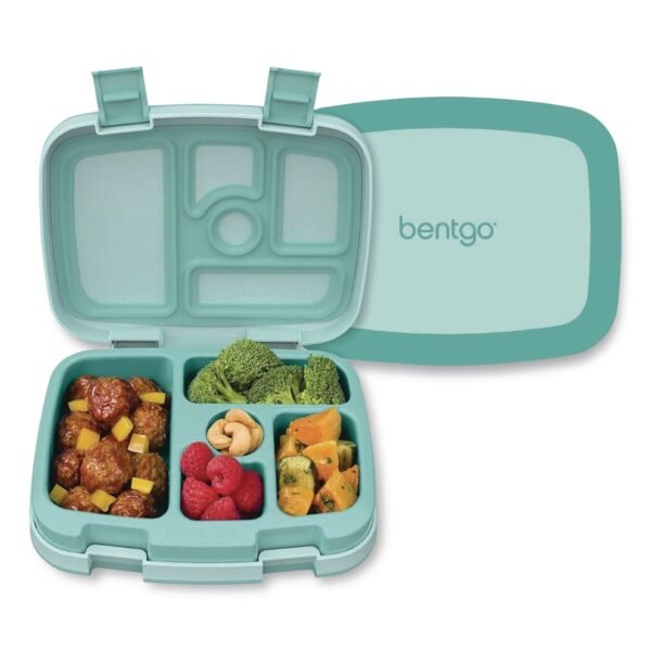 bentgo Kids Five-Compartment Bento Box, 8.5" x 6.5" x 2", Seafoam Green (KIDSSF)