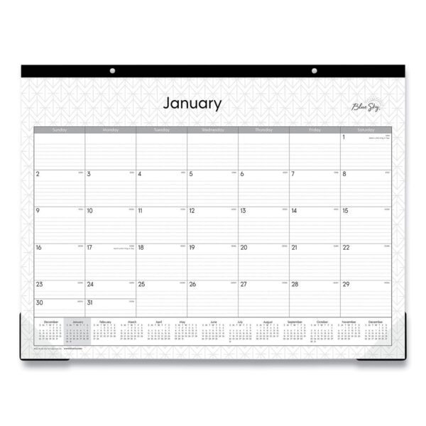 Blue Sky Enterprise Desk Pad, Geometric Artwork, 22 x 17, White/Gray Sheets, Black Binding, Clear Corners, 12-Month (Jan to Dec): 2026 (111294)