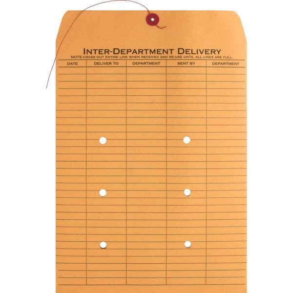 Business Source 2-sided Inter-Department Envelopes Inter-department - 10" Width x 13" Length - 28 lb - String/Button - Kraft - Kraft - 100 / Box (BSN42255)