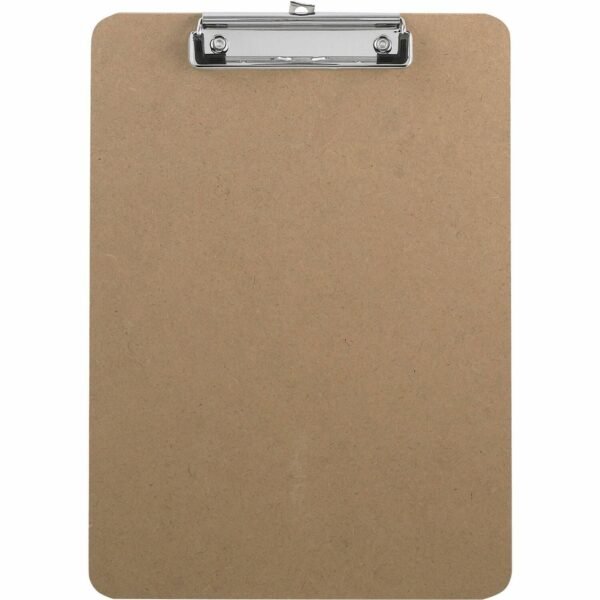 Business Source Flat Clip Clipboard 9" x 12 1/2" Sheet Size - Hardboard - Brown - 1 Each (BSN16508)