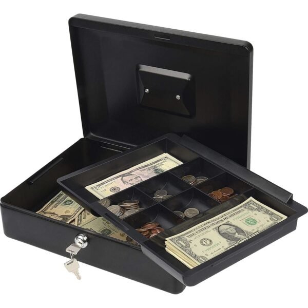 CARL Bill Tray Steel Security Cash Box Steel - Black - 4" Height x 9" Width (82012)
