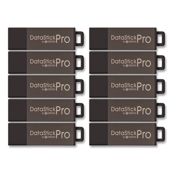 Centon DataStick Pro USB 2.0 Type A Flash Drive, 16 GB, Gray, 10/Pack (106622)