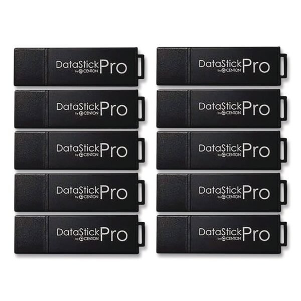 Centon DataStick Pro USB 3.2 Type A Flash Drive, 64 GB, Black, 10/Pack (S1U3P664G10B)