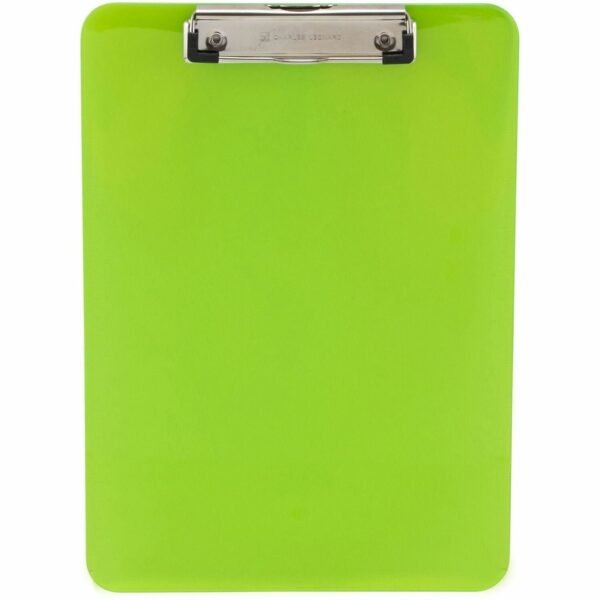 CLI Rubber Grip Plastic Clipboards 8 1/2" x 11" Sheet Size - Plastic - Neon Green - 1 Each (89725)