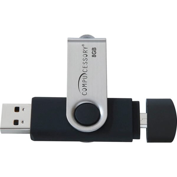 Compucessory 8GB USB 2.0 Flash Drive 8 GB - USB 2.0 - Silver, Black - 1 Year Warranty - 1 Each (26470)