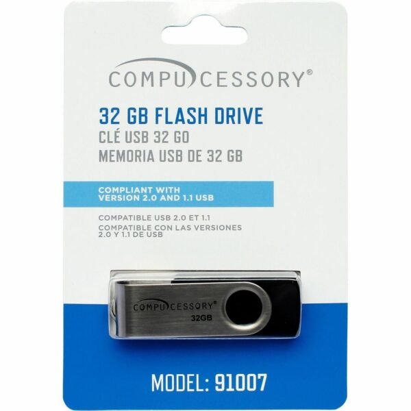 Compucessory Memory Stick-compliant Flash Drive 32 GB - USB 2.0 - 12 MB/s Read Speed - 480 MB/s Write Speed - Silver - 1 Year Warranty - 1 Each (91007)