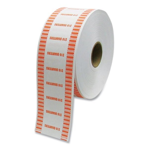 CONTROLTEK Automatic Coin Wrapper Roll for Coin Wrapping Machines, Quarters, $10.00, Kraft/Orange, 2,000/Roll, 8 Rolls/Carton (575037)