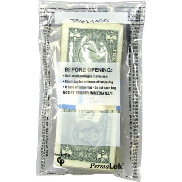 ControlTek PermaLOK Bundle Bags 7.75" Length x 4.50" Width - Clear - Cash, Bill - 1000/Pack - 4 / Carton (585010)