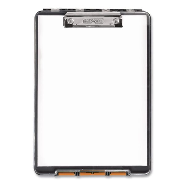 Dexas ClearView Clipcase Storage Clipboard, 0.35" Clip Capacity, Holds 8.87 x 12.25 Sheets, Gray/Orange (5717804)